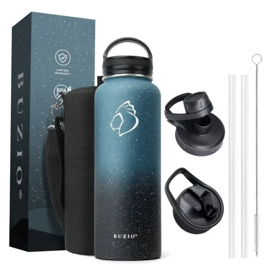Buzio Trio Series Water Bottle with 3 Lids and Sleeve 1.2L -  Starry Crush